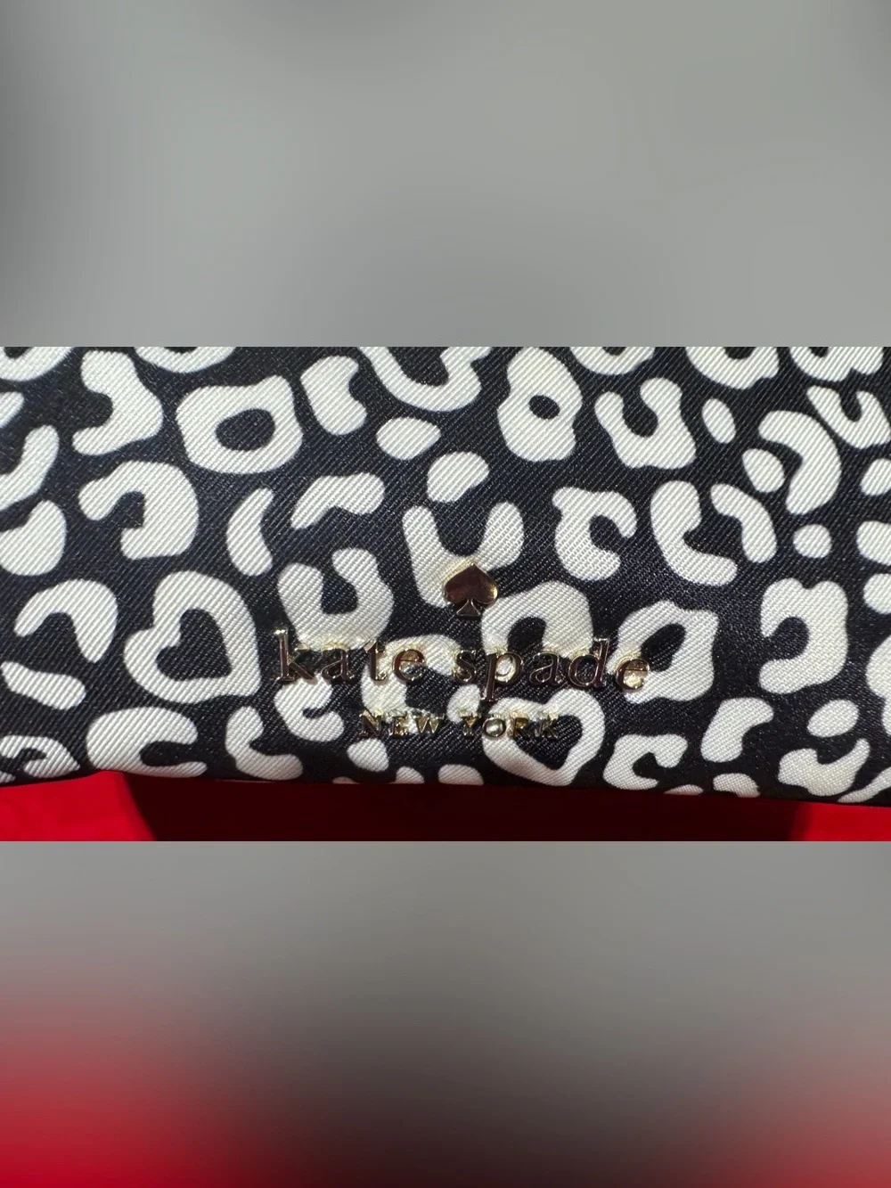 kate spade Black and White Leopard Print Cosmetic Pouch